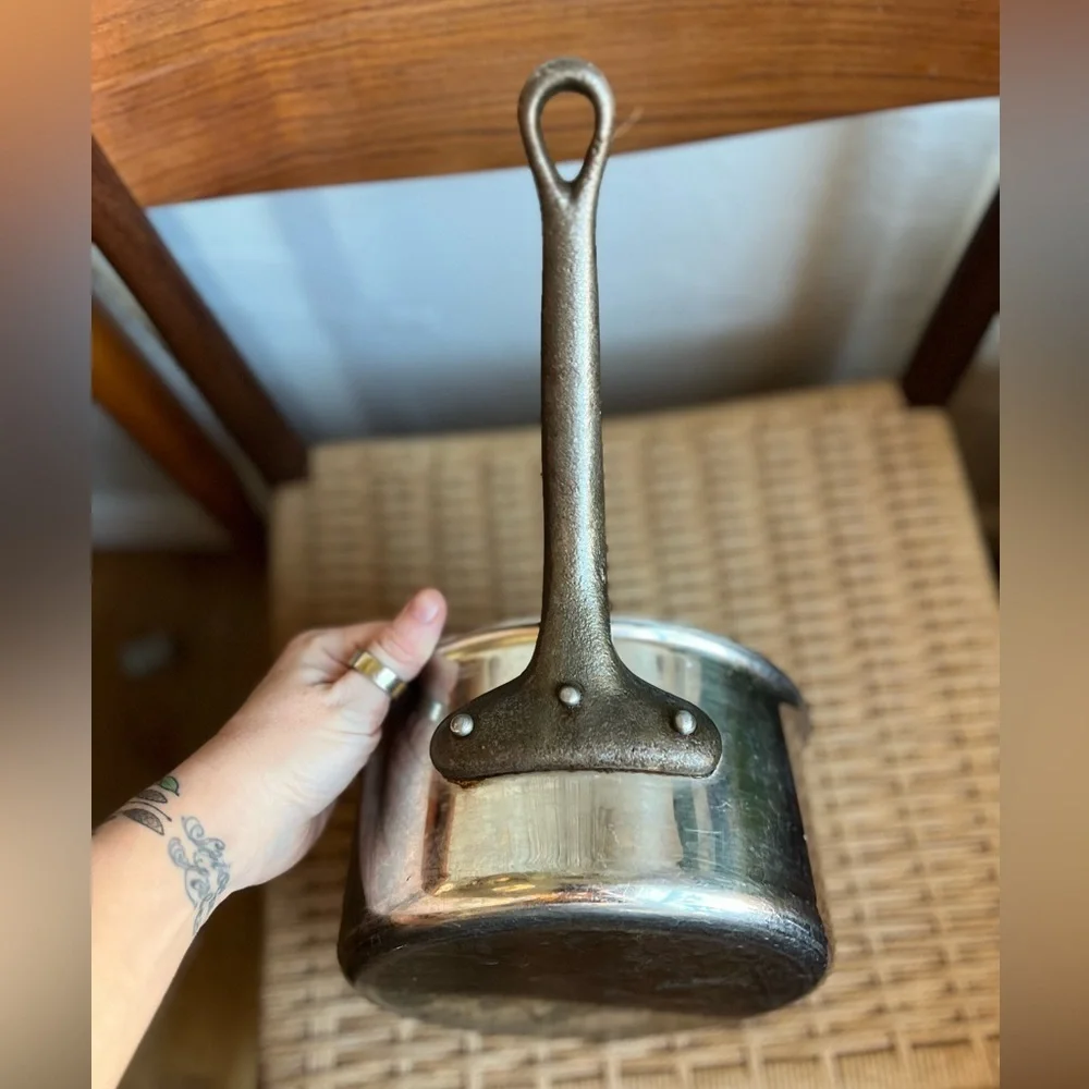 Vintage French Aluminum Saucepan Made in France | Iron Handle | Bistro Cookware